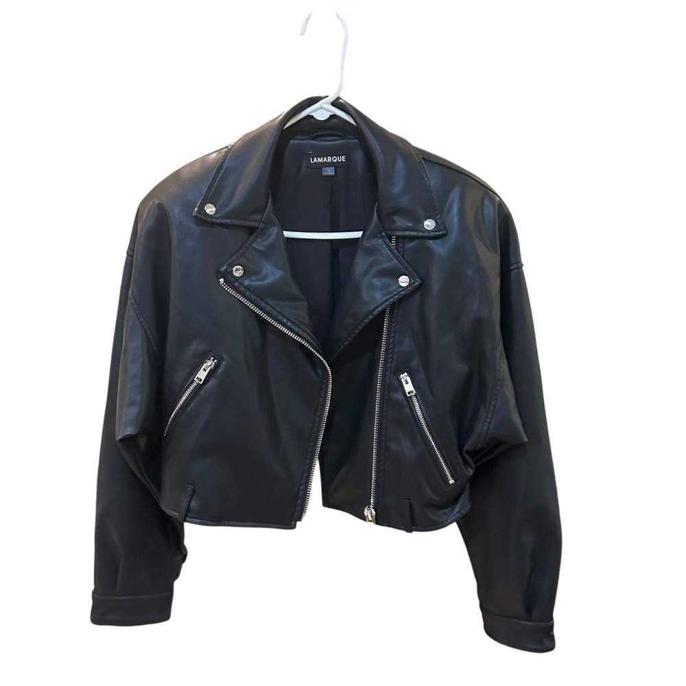 Lamarque Dani Moto Jacket Sz M Faux Leather Soft Pocket Zip Up Jacket - Picture 4 of 12